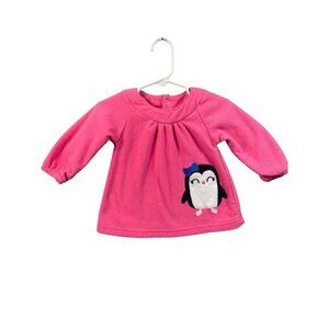 Child of Mine Carter's 6-9 Months Pink‎ Penguin Applique Fleece Top